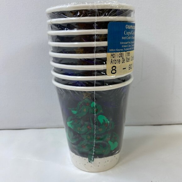 Amscan Holiday Tree 2-Pack 8 Cups 9oz Festive Green Guest Towels Set - Picture 6 of 9